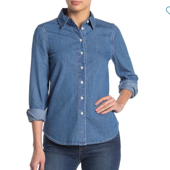 NEW • Draper James • Faith Button Down Shirt Blue - Picture 2 of 2